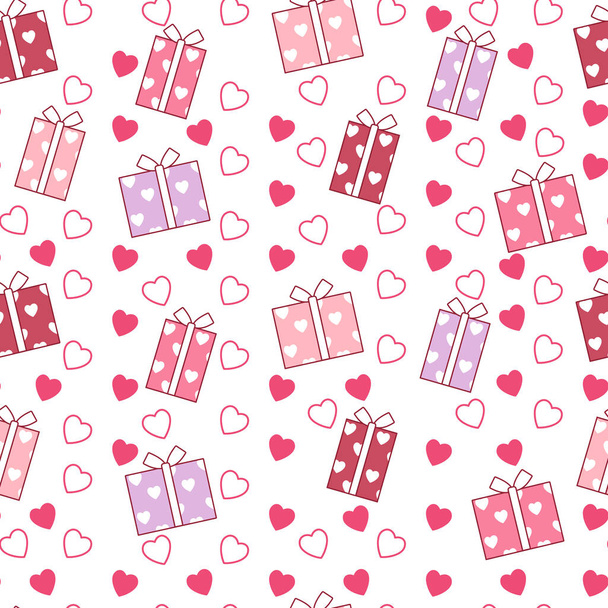 Vector of a seamless pattern gift box, Valentine's concept. - Вектор, зображення