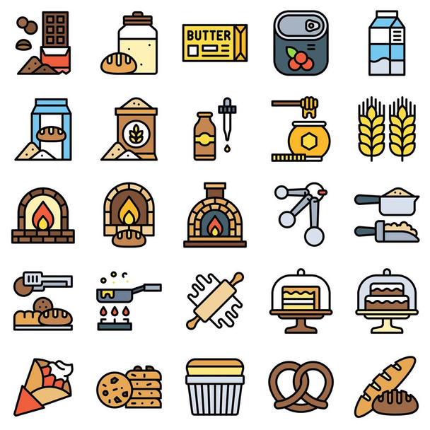 Bäckerei und Backen verwandte Symbol-Set 3, gefüllten Stil - Vektor, Bild