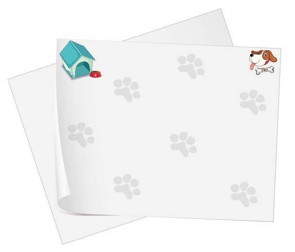 lege briefpapier met dierlijke voetafdrukken - Vector, afbeelding
