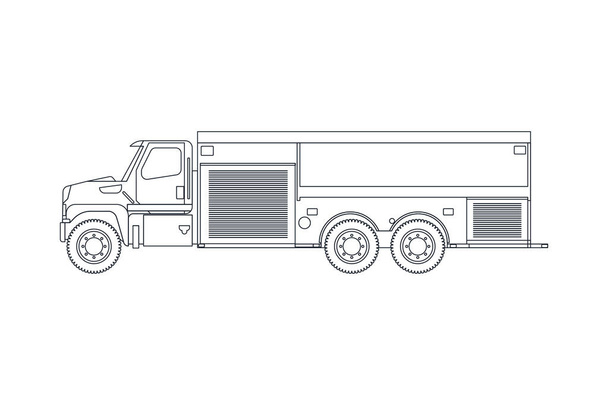 Vehículo de emergencia de camión de bomberos en línea. Ilustración vectorial de estilo plano moderno. Plantilla de medios sociales. - Vector, Imagen