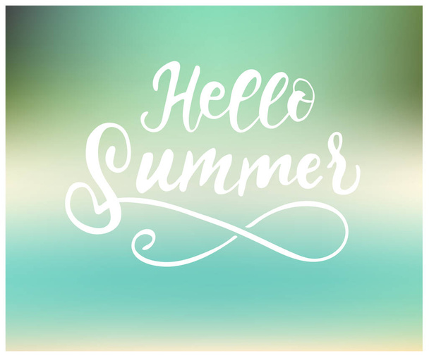 hello summer lettering on white background, vector illustration - Wektor, obraz