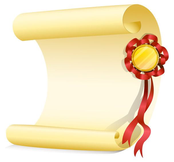 An empty sheet of paper with a ribbon - Vector, Image