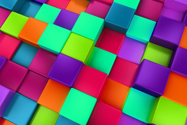 3d colored cubes background, colorful mosaic - Photo, Image