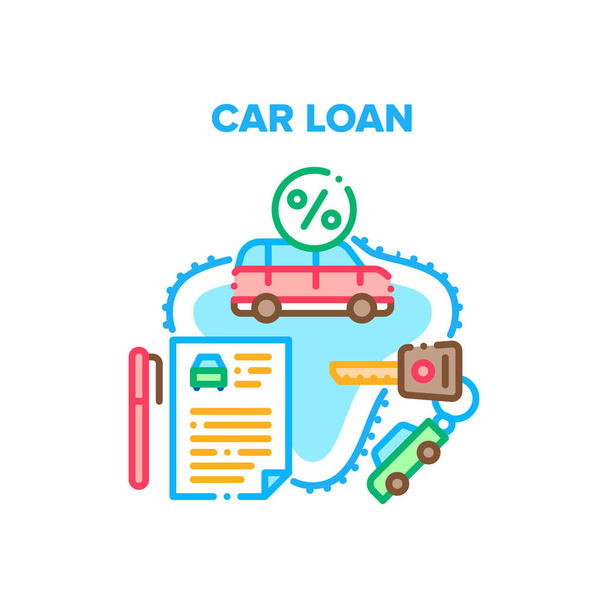 Векторная цветовая иллюстрация концепции предоставления услуг по кредитованию автомобилей - Вектор,изображение