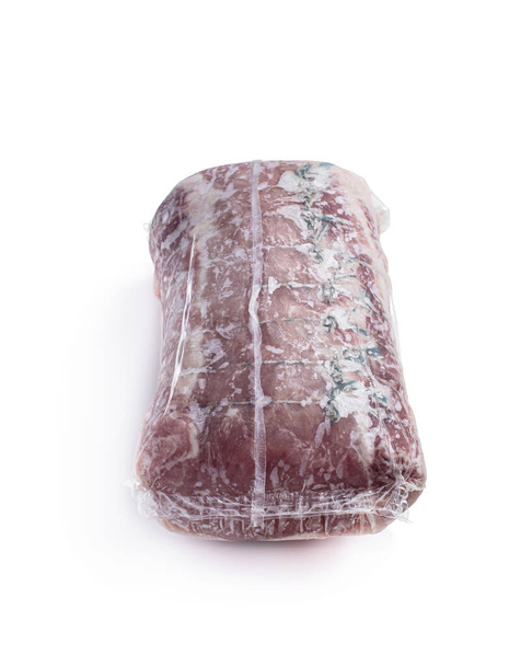 Vacuum  packed boneless rindless pork loin joint isolated on white background  - Φωτογραφία, εικόνα