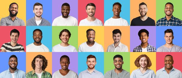 Composite set of cheerful diverse multiracial males - Photo, Image