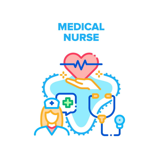 Ιατρική νοσοκόμα διάνυσμα έννοια εικονογράφηση χρωμάτων - Διάνυσμα, εικόνα