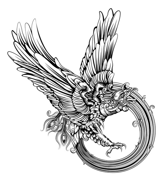 Phoenix bird or eagle - Vector, afbeelding