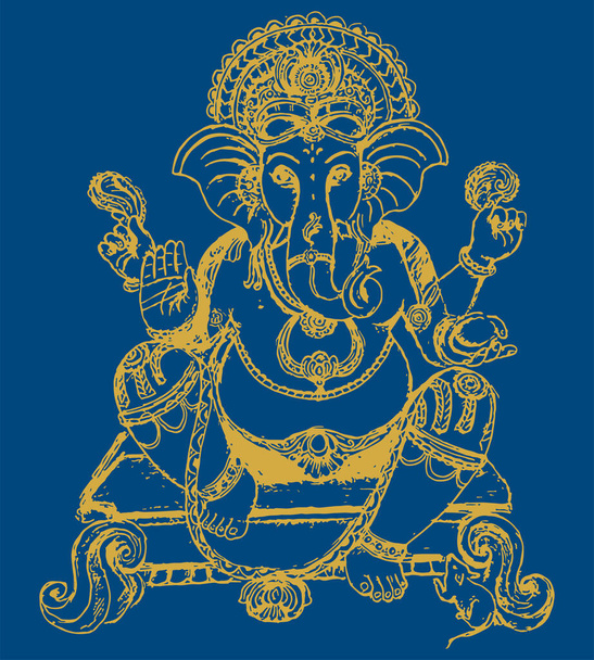 Σχέδιο ή σκίτσο του Κυρίου Ganesha ή Vinayaka επεξεργάσιμο περίγραμμα εικονογράφηση - Διάνυσμα, εικόνα