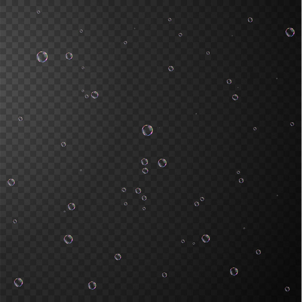 Sammlung realistischer Seifenblasen. Blasen befinden sich auf einem transparenten Hintergrund. Vektorfliegende Seifenblasen - Vektor, Bild