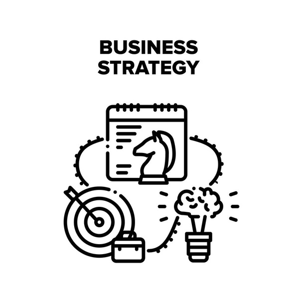Planejamento de estratégia de negócios Vector Black Illustration - Vetor, Imagem