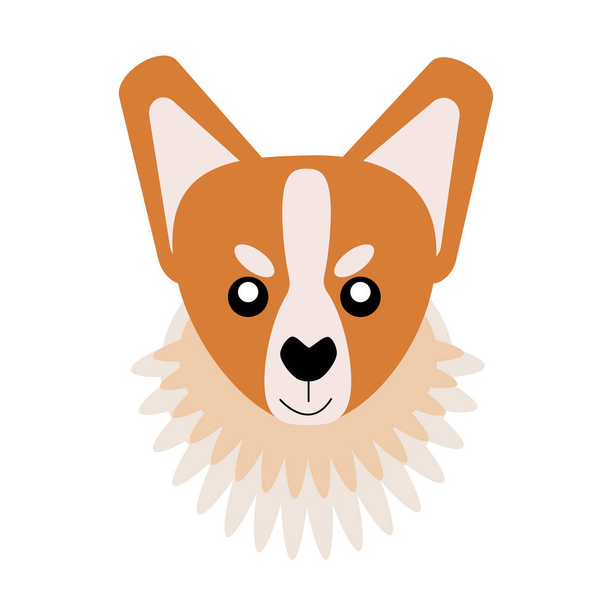 Vector icoon portret van een kleine hond getekend in de stijl van plat. Leuke Corgi, hondenlogo. Vector illustratie in cartoon stijl. Speelgoedhond - Vector, afbeelding