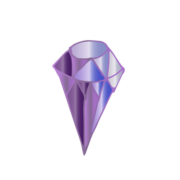 Healing crystals of purple amethyst isolated on a white background. Vector illustration in cartoon style. Mystical crystals for design and decoration. - Vector, Image