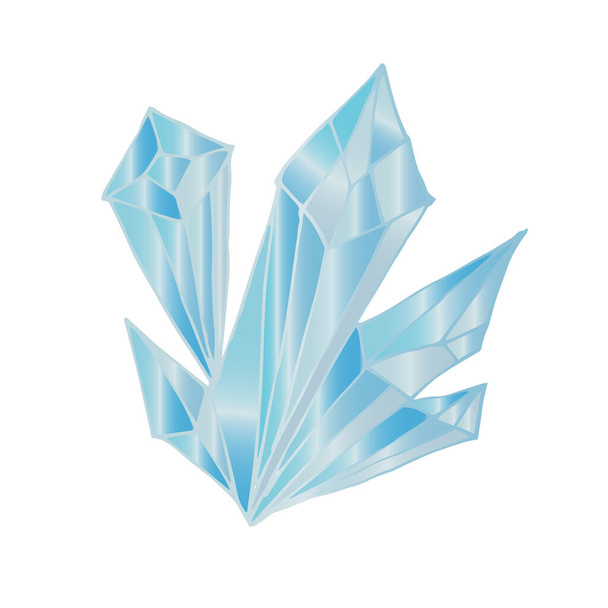Genezende kristallen van blauw kwarts, geïsoleerd op een witte achtergrond. Vector illustratie in cartoon stijl. Mystieke kristallen voor ontwerp en decoratie. - Vector, afbeelding