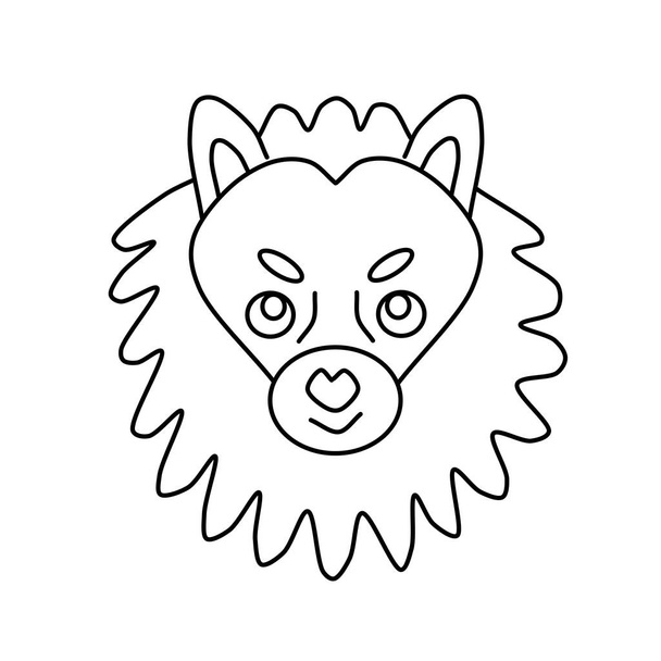 Vektorový ikona portrét malého psa nakreslený ve stylu čmáranice. Roztomilá pomerančská psí loga. Vektorová ilustrace v kresleném stylu. Výkres osnovy - Vektor, obrázek