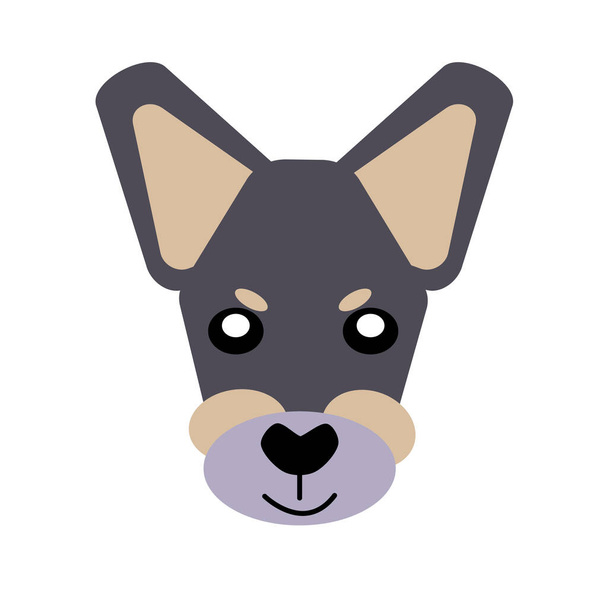 Vector icon portrait of a small dog drawn in the style of flat. Cute Toy Terrier dog logo. Vector illustration in cartoon style. Toy dog - Vector, Image