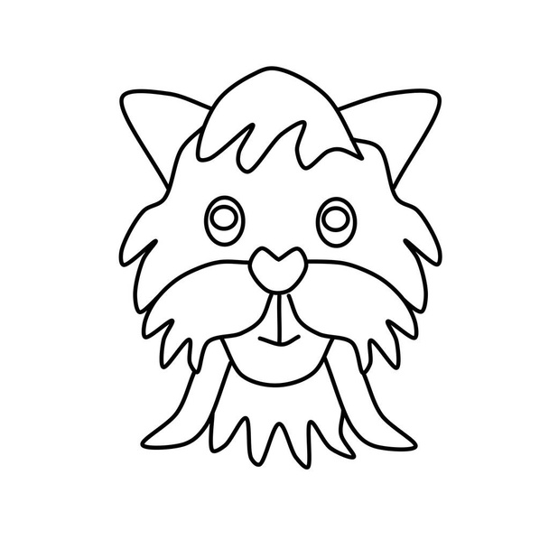 Vektorový ikona portrét malého psa nakreslený ve stylu čmáranice. Roztomilá yorkshirská psí loga. Vektorová ilustrace v kresleném stylu. Výkres osnovy - Vektor, obrázek