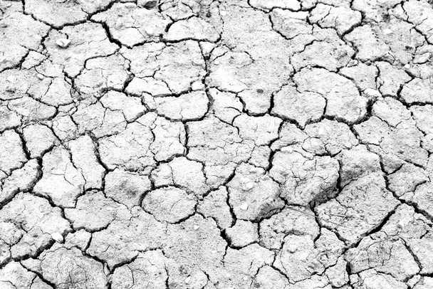 Brązowa sucha i pustynna struktura gruntów wskazująca na suszę pól w Hiszpanii - Zdjęcie, obraz