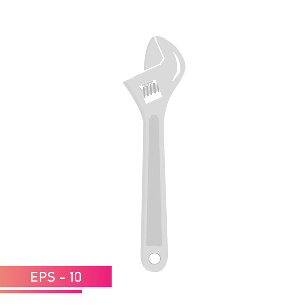 Sliding wrench in the folded state. Adjustable wrench. Isolated on a white background. Flat realistic vector illustration. - Vettoriali, immagini