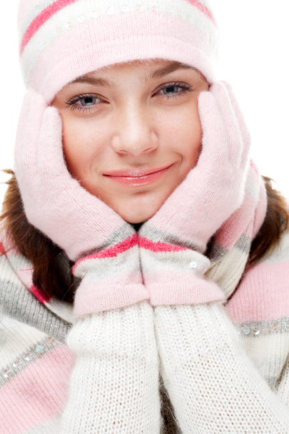 mooie vrouw dragen winterkleren - Foto, afbeelding