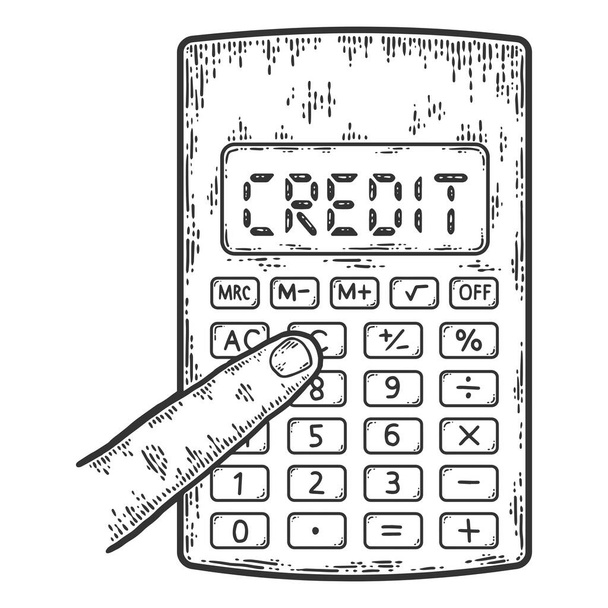 Loan calculator. Sketch scratch board imitation. Black and white. - Vector, Image