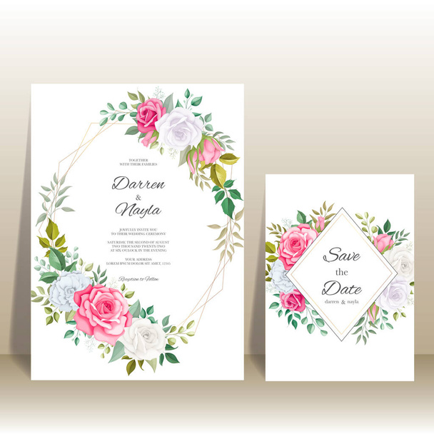 Красива весільна листівка з квітковим дизайном
 - Вектор, зображення