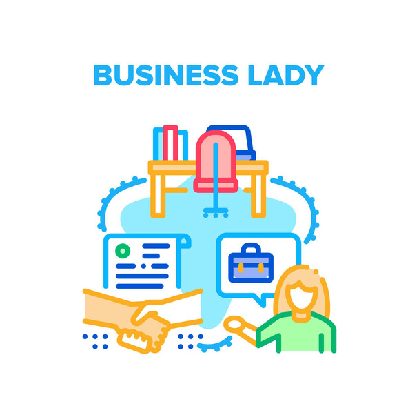 Business Lady vettoriale concetto di colore illustrazione - Vettoriali, immagini