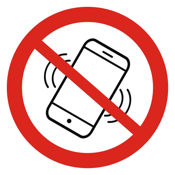 No cell phone sign on white background. Turn off the sound. Vector icon. - Vector, Image