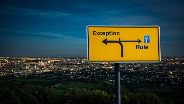 Street Sign the Direction Way to Exception versus Rule - Photo, Image