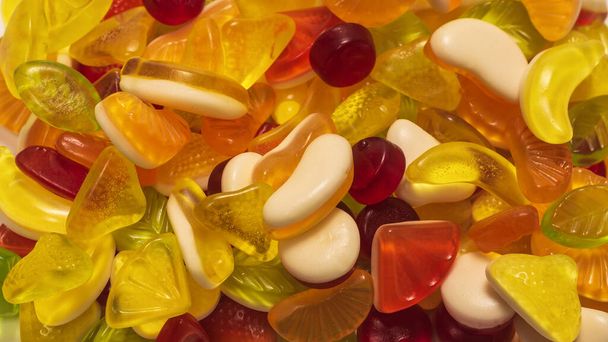 Assorted tasty gummy candies. Top view.  - Photo, Image