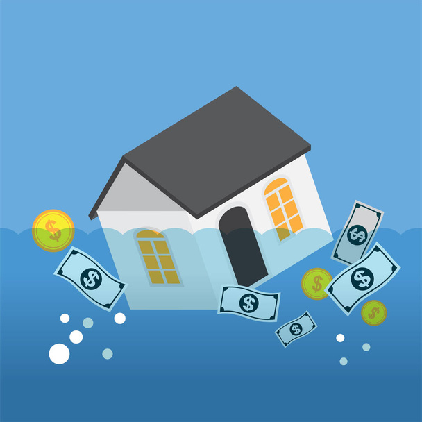 Падение цен на недвижимость и задолженность - Вектор,изображение