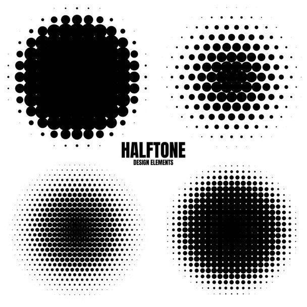 白い背景に黒い点が孤立したサークルハーフトーンのデザイン要素。漫画の点線のパターン。. - ベクター画像
