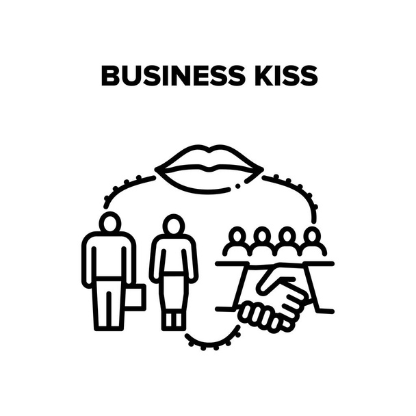 Business Kiss Vector Black Illustration - Vektor, obrázek