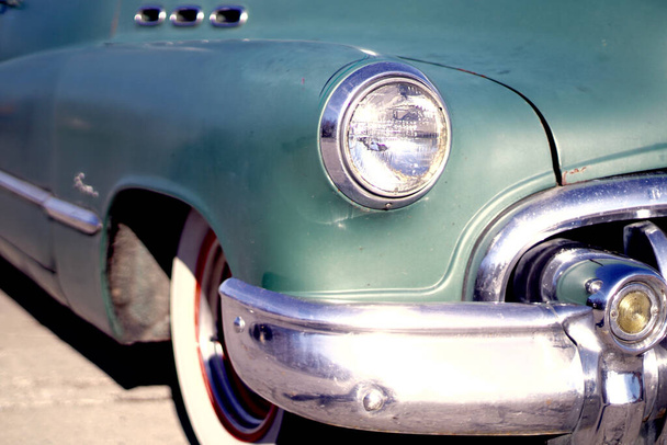 NEW YORK, UNITED STATES - Apr 16, 2016: Closeup of antique car in vintage style. - Zdjęcie, obraz