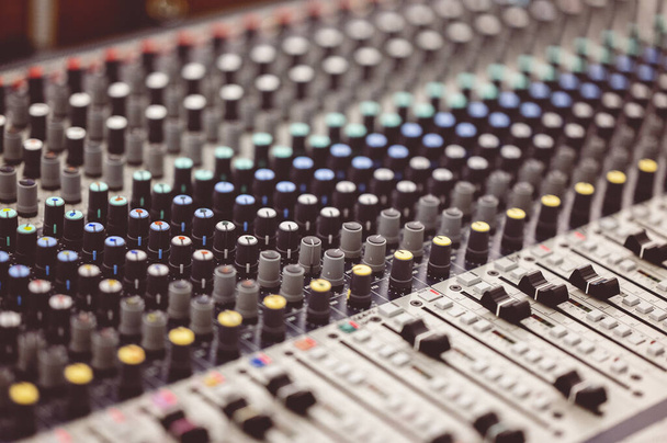 A closeup shot of a sound control panel with different buttons - Fotografie, Obrázek