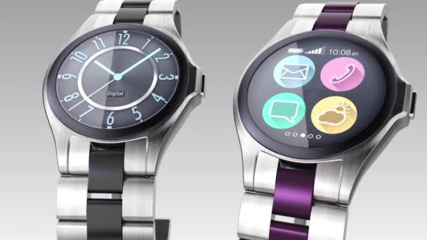 Luxury smart watches on bright background - Footage, Video