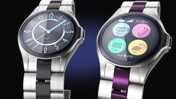 Luxus-Smartwatches auf dunklem Hintergrund - Filmmaterial, Video