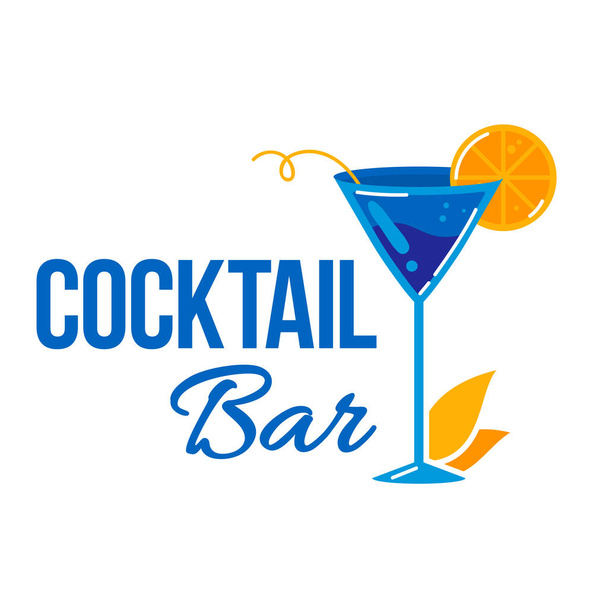Cocktail bar emblem, badge label, isolated on white, summer, creative, drink, design, in cartoon style vector illustration. - Διάνυσμα, εικόνα
