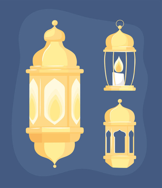 lanterns light candles - Vector, Image