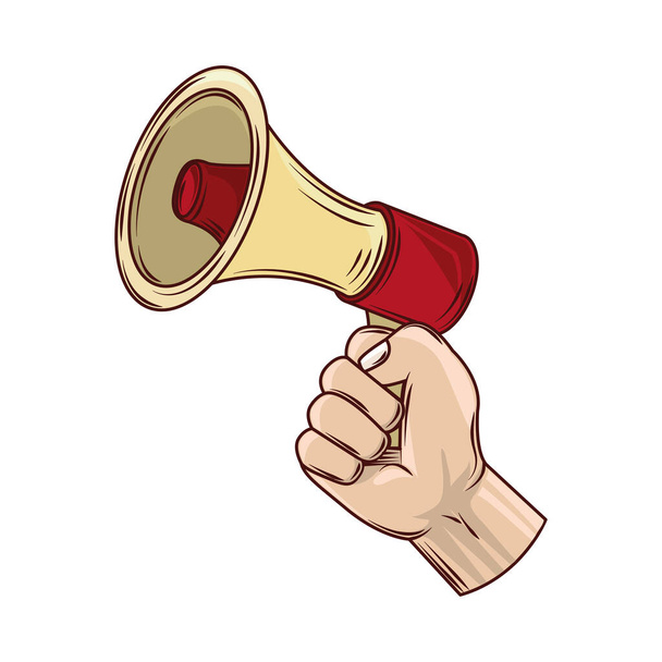 hand with megaphone - Vector, Image
