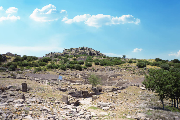 Assos Antique Amphitheatre. Ruins of the Amphitheatre at the ancient city of Assos. Behramkale, Canakkale,Turkey  - Photo, Image