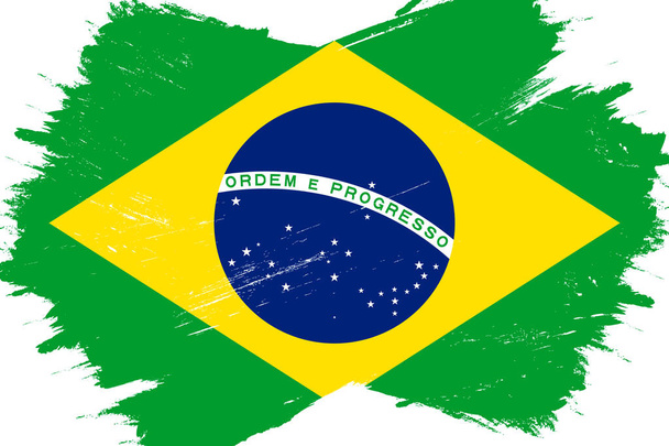Flag of Brazil, banner with grunge brush - Vector, Image