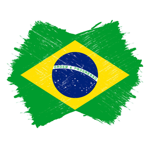 Bandeira do Brasil, bandeira com pincel grunge - Vetor, Imagem