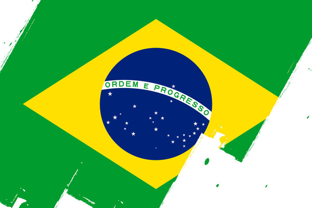 Bandiera del Brasile, stendardo con pennello grunge - Vettoriali, immagini