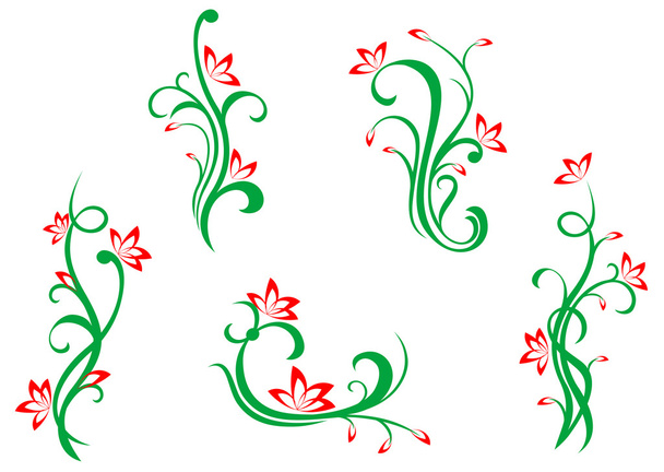 Decorações florais e florais isoladas para design
 - Vetor, Imagem