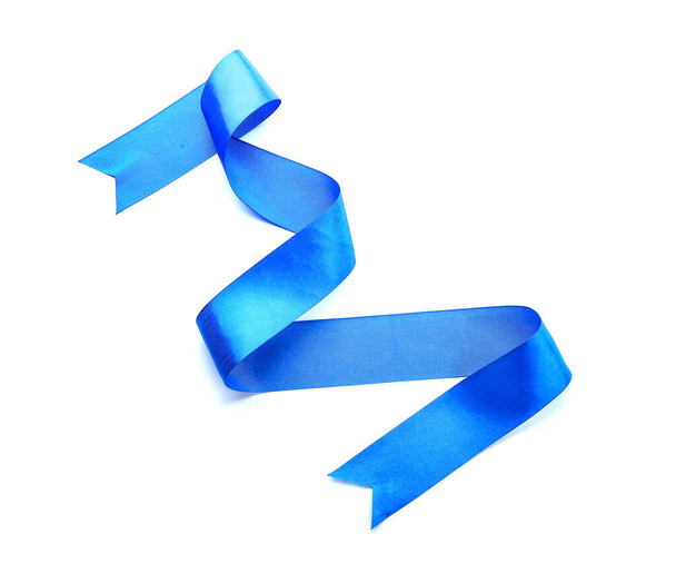 Blue ribbon on white background - Photo, Image