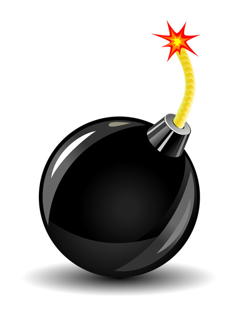 Fényes bomba ikon fehér veszély fogalom - Vektor, kép