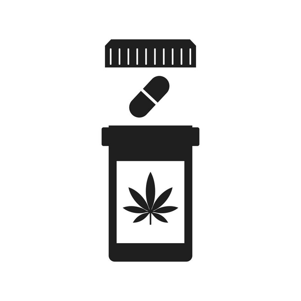 Pilules de cannabis icône design dans le style plat. - Vecteur, image