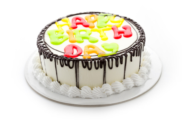 Happy birthday cake isolated on white - Foto, imagen
