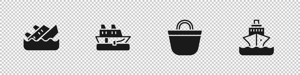 Sinkende Kreuzfahrtschiff, Kreuzfahrt, Strandtasche und Symbol. Vektor. - Vektor, Bild